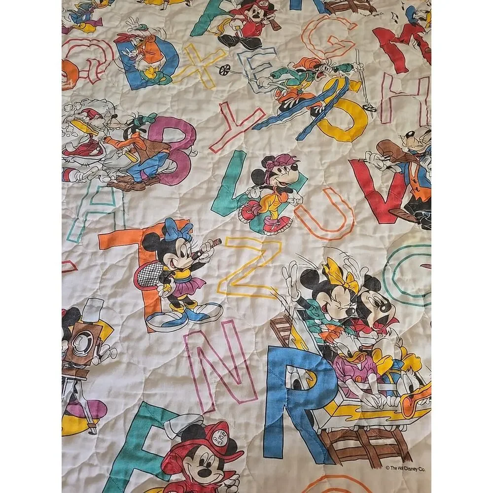 Vintage Dundee Micky Mouse ABC Alphabet Quilted Baby Bedding‎ Blanket 39
